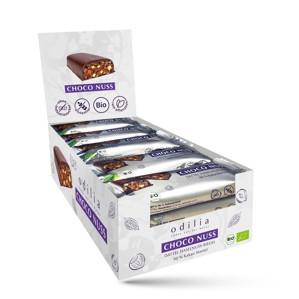Chocolate nut organic date-hazelnut bars