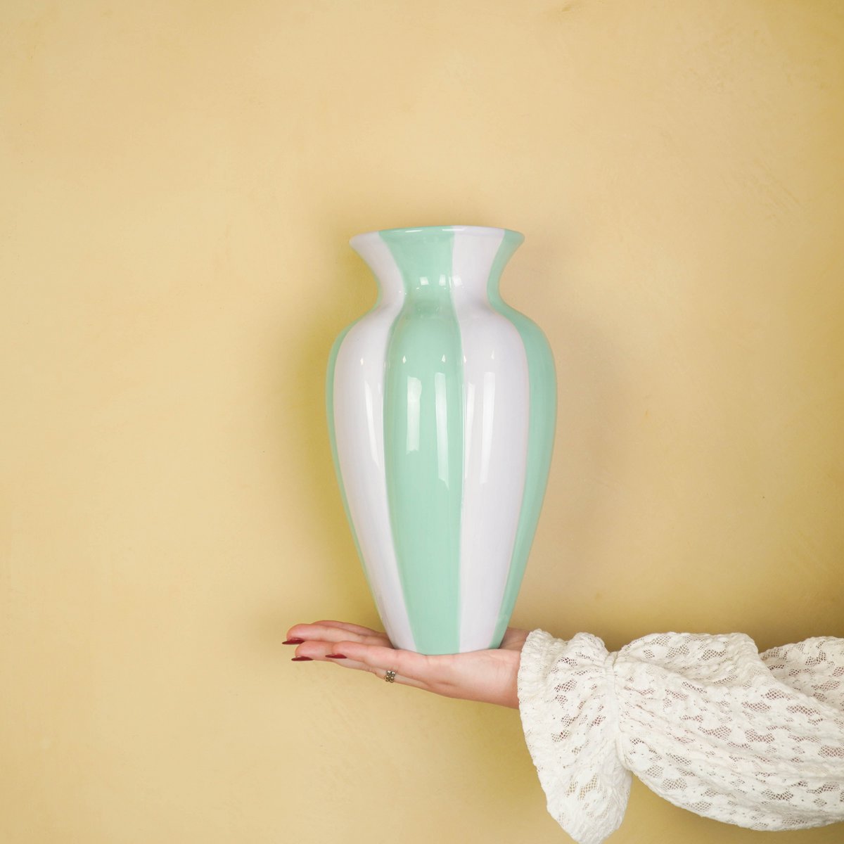 Blütenvase-fehlige Vase-Ceramic-lila/ grün-16,5x16,5x29,5 cm