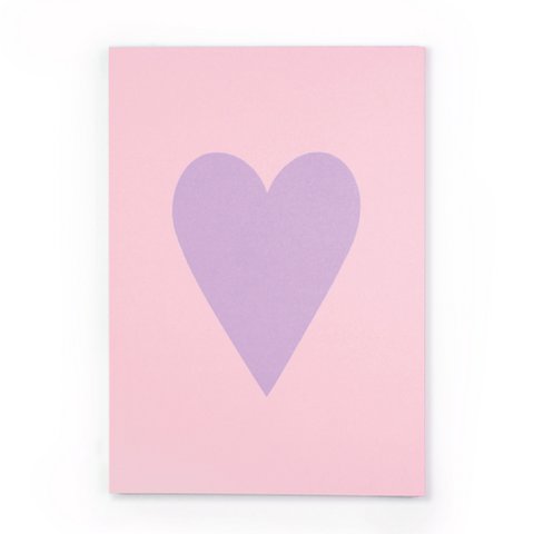 Notice block heart rosa/purple made of recycled paper
