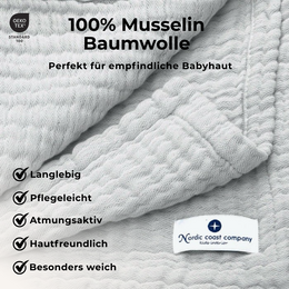 Grey 4 in 1 Muslin Baby Blanket Large