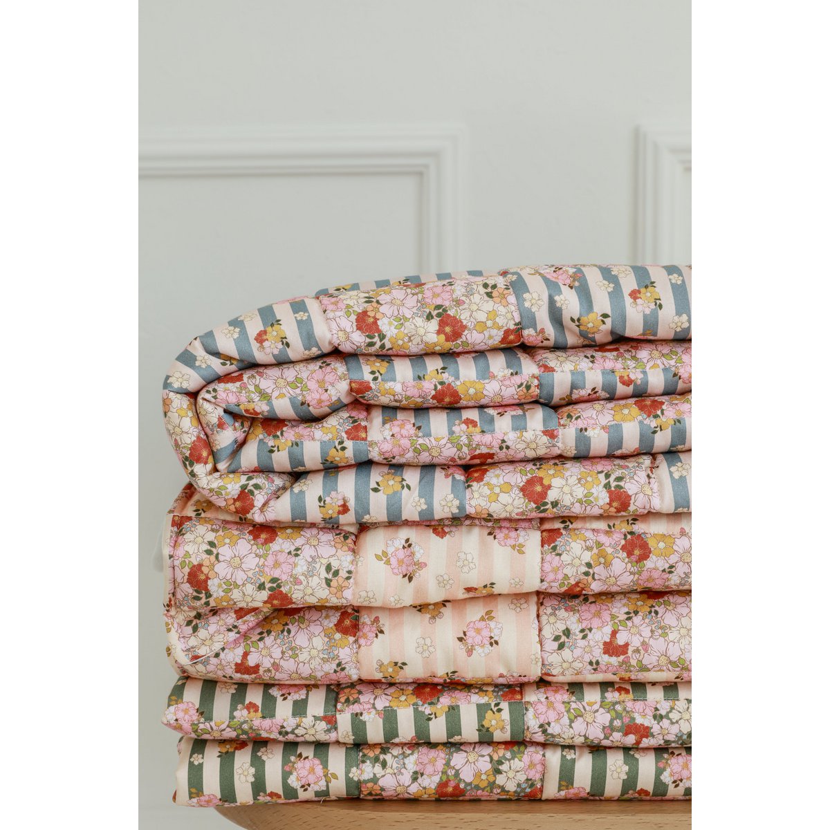 Ensemble de literie matelassée en coton pour les enfants «Spring Garden» - conception patchwork, grande taille