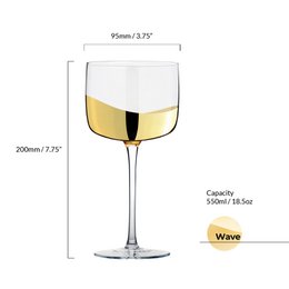 Set of 2 Wave Gold Gin Glasses - Cocktail Glass Set