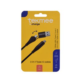 CARGADOR LIGHTNING/TYPE-C Y USB 2 EN 1 DE 1M