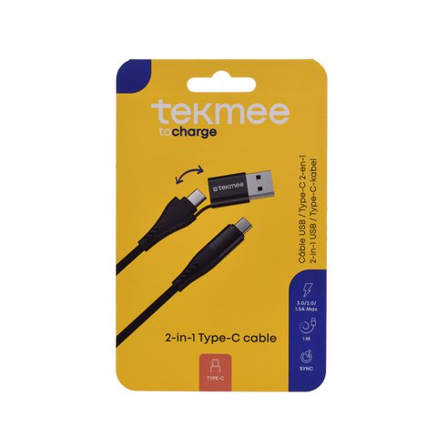 1M 2-IN-1 LIGHTNING/TYP-C UND USB-LADEGERÄT