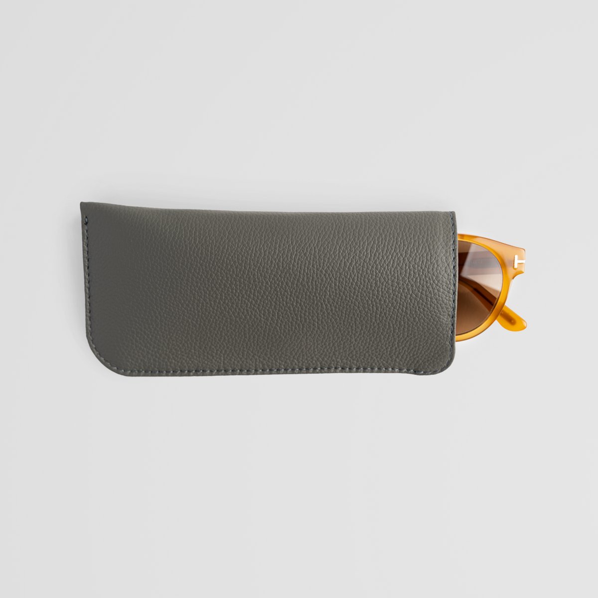 Minimalistisk Grå Læder Eyewear Sleeve