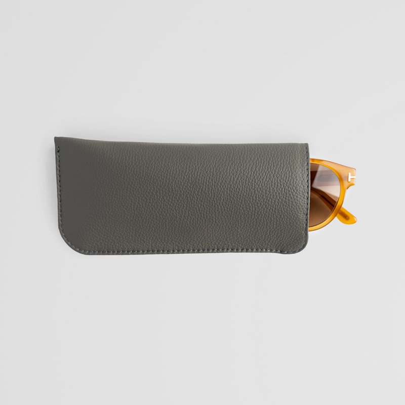 Minimalist Grey Leather Eyewear Sleeve