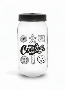 Vorratsdose für Kekse aus Glas mit schwarzem Deckel – 1 Liter