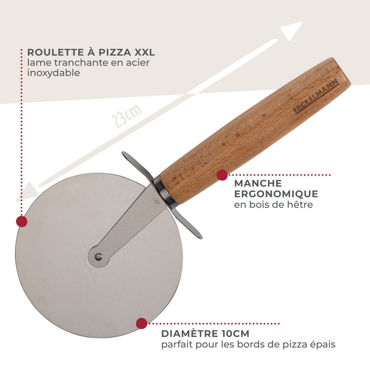Giant pizza wheel wooden handle Fackelmann Pizza & Pasta