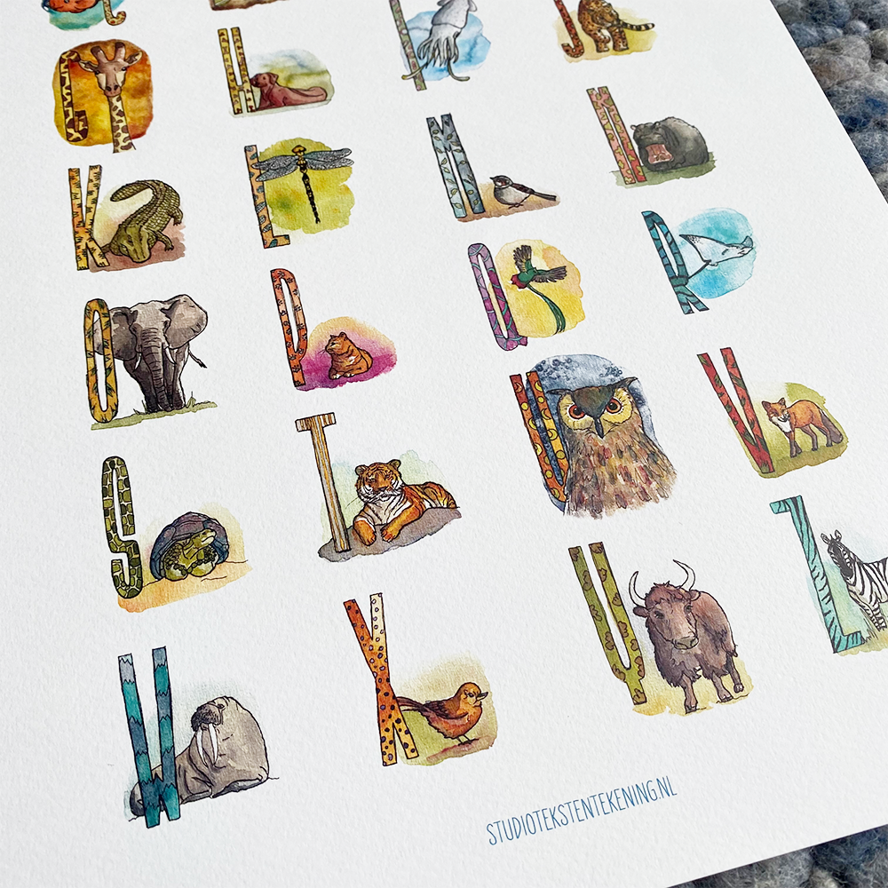 Dieren ABC plakat A3