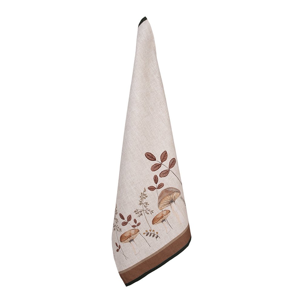 Geschirrtuch 50x70 cm Beige Baumwolle Pilze Küchentuch