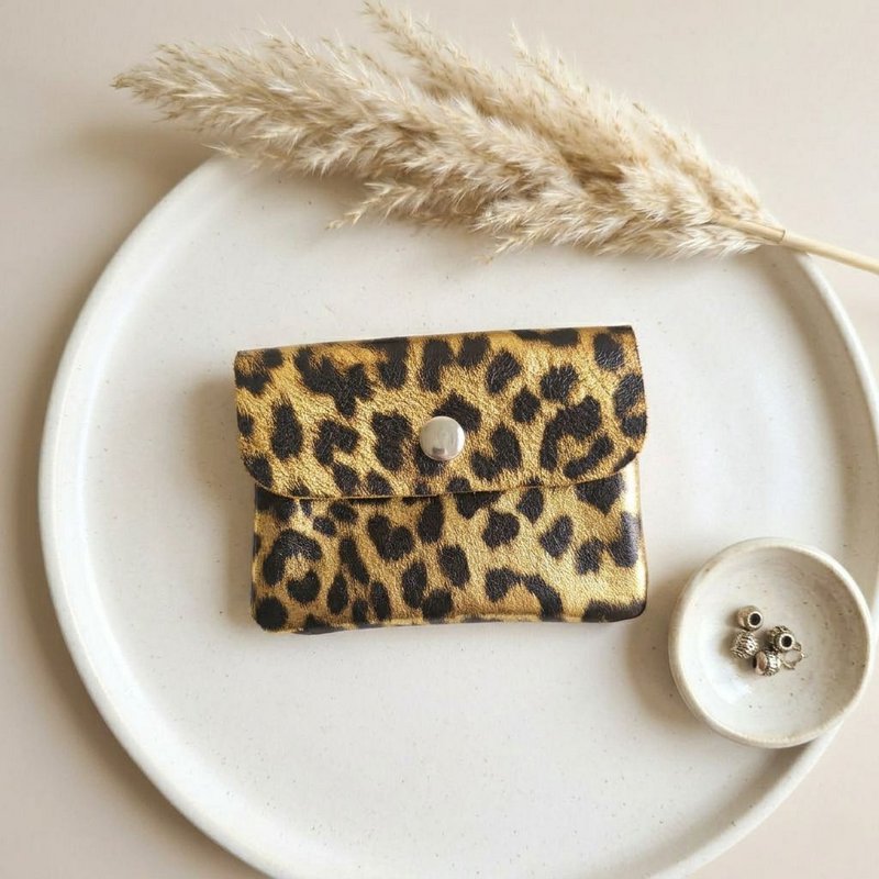 Mini pung metallisk leopard