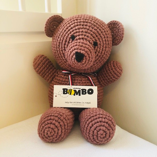 Luna-Leena big bear Leena brown - cotton (incl. donation) hand crocheted in Nepal