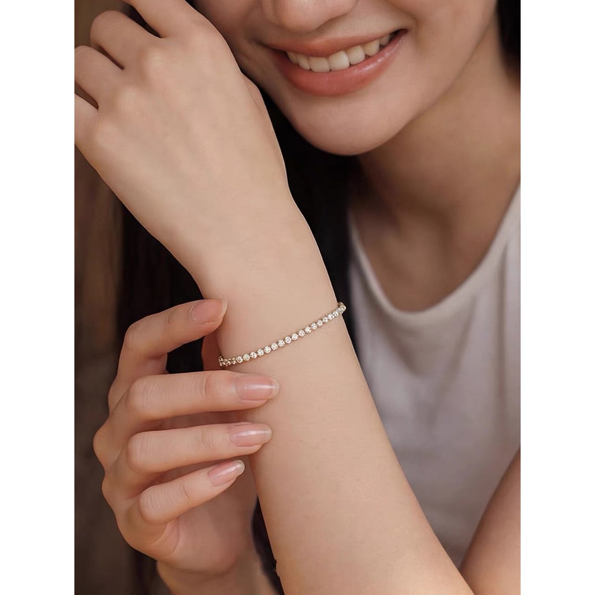 Tijdloze tennisarmband met diamantlook