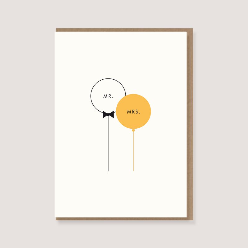 Klappkarte mit Umschlag - "Luftballons - Mr. & Mrs.
