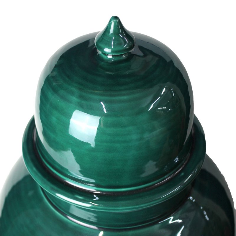 Tempel vase ceramic green 43 cm vase with lid dark green