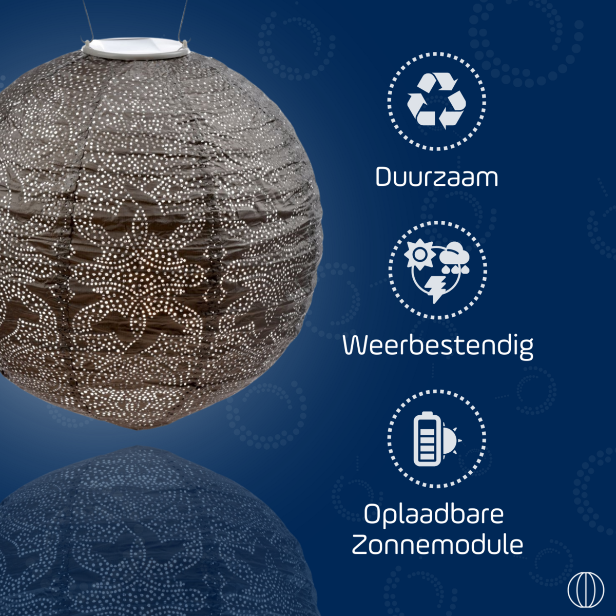 Lumiz Solar Lampion Marrakesh Round - Solarne oświetlenie ogrodowe - 30 cm - Taupe