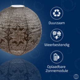Lumiz Solar Lampion Marrakesh Round - Solarne oświetlenie ogrodowe - 30 cm - Taupe