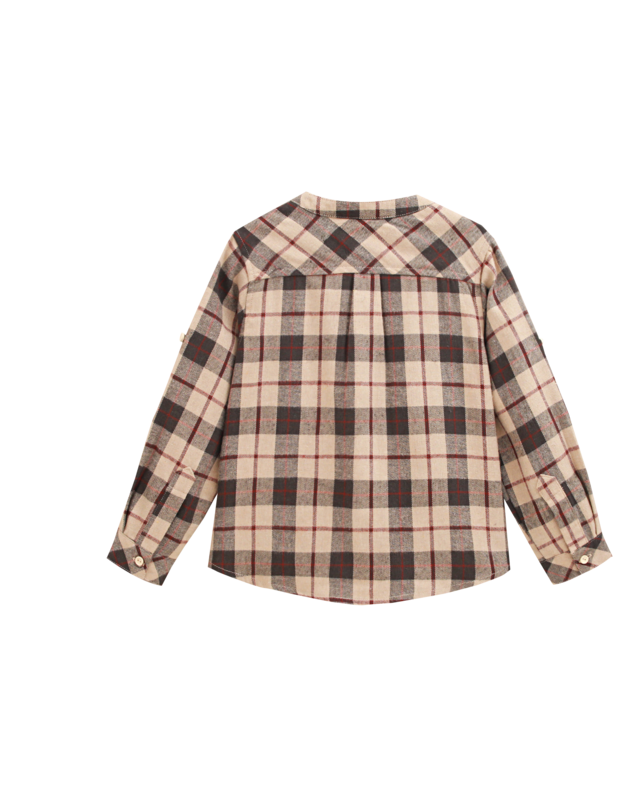 Boys' Scottish plaid shirt with mandarin collar P152-11608183