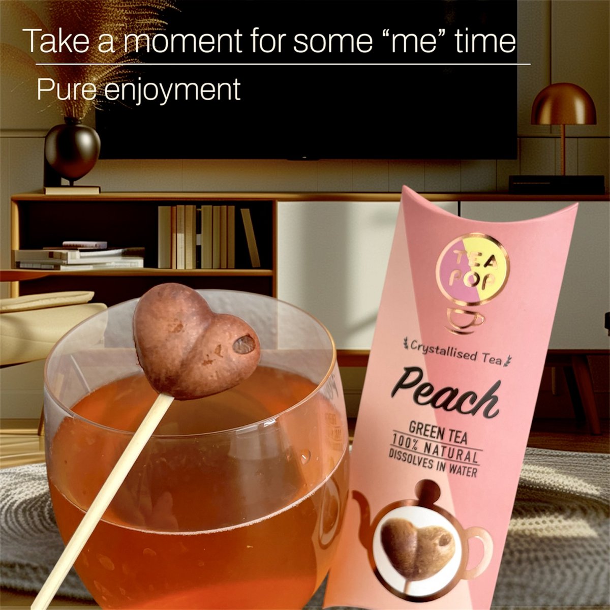 TEA-POP Tea-On-A-Stick | Peach | 20 Sticks Display Tray