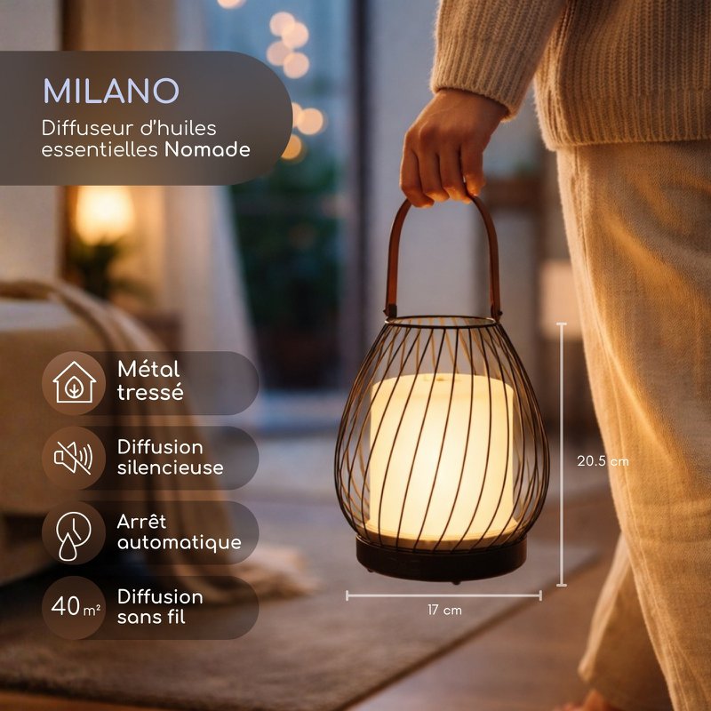 Ultrasonic Diffuser - Milano – Nomadic Diffusion with Battery – Essential Oils and Scents – Gift Idea – Aromatherapy Object