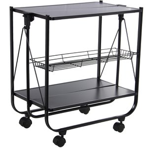 BLACK METAL FOLDING WAITER CABINET _68X40X70CM CU83572