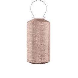 A round, tall pink solar-powered garden lantern with a paisley pattern design. The lantern is made of a durable material and measures 18 cm in height, providing ambient lighting for outdoor spaces.