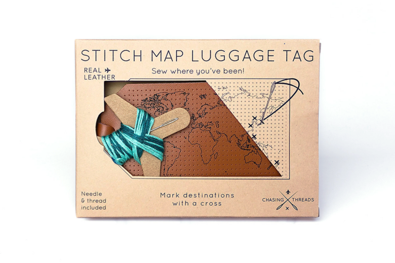 Stitch Map Bagagemærke - Brun