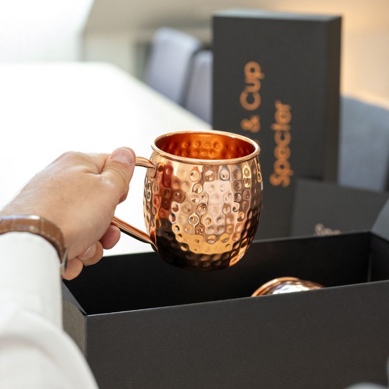 Moscow Mule kobber krus sæt Spectre - 2x Moscow Mule krus (hamret, 500 ml)