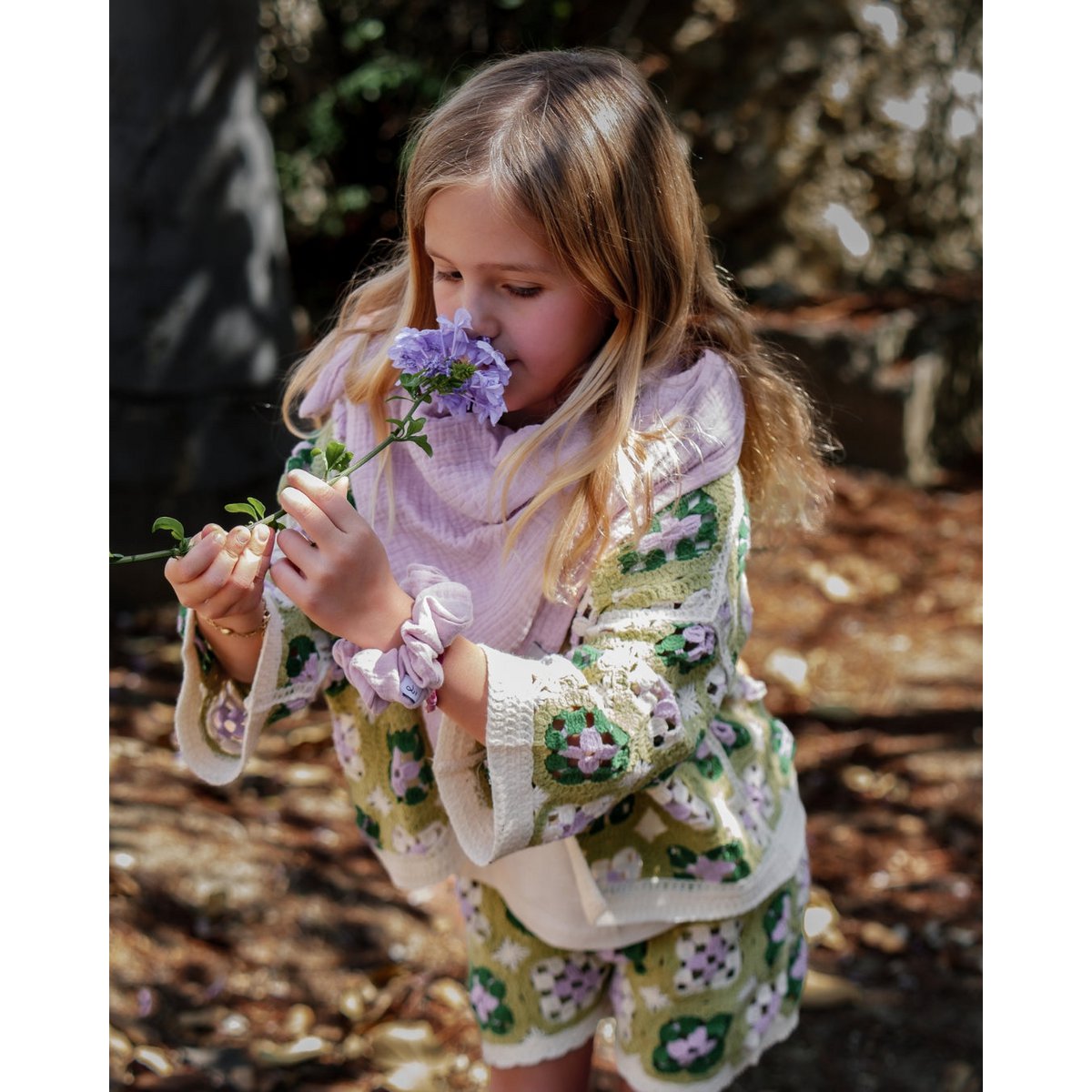 Echarpe mousseline enfant • Mauve