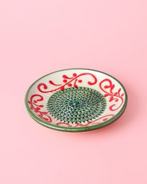 Garlic Grater Rustic Ceramic Dish - Traditional Green - Small Alhambra