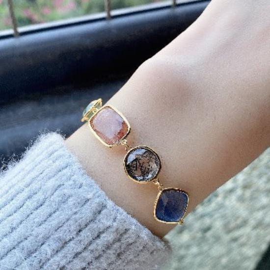 Crystals de quartz arc-en-ciel Bracelets à 5 pierres