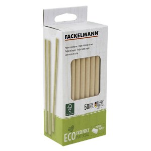 Doos met 50 bruine stijve papieren rietjes Fackelmann Eco Friendly