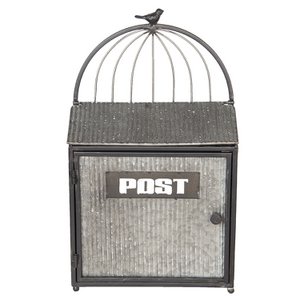 Letterbox 29x12x48 cm grauer brauner Metall -Wall -Briefkasten