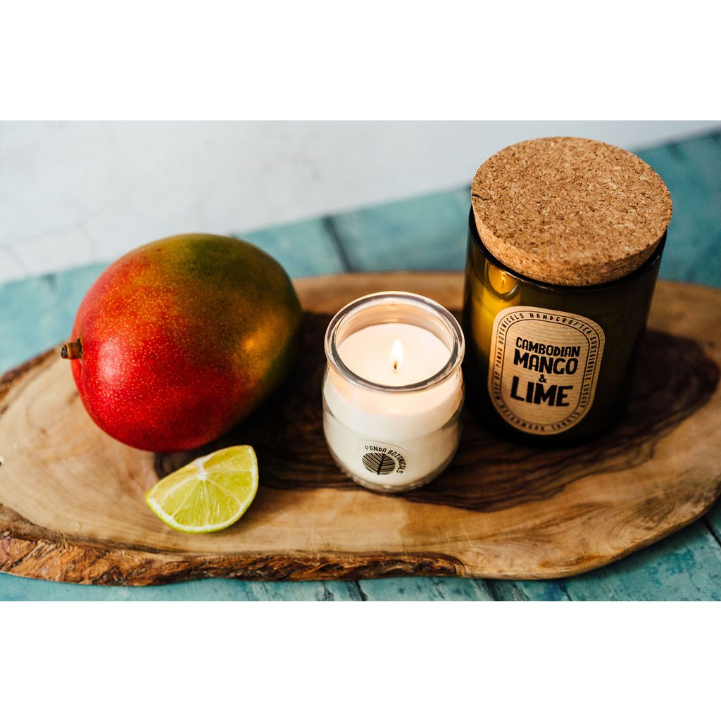Cambodian Mango & Lime Soy Wax Candle - Green Glass