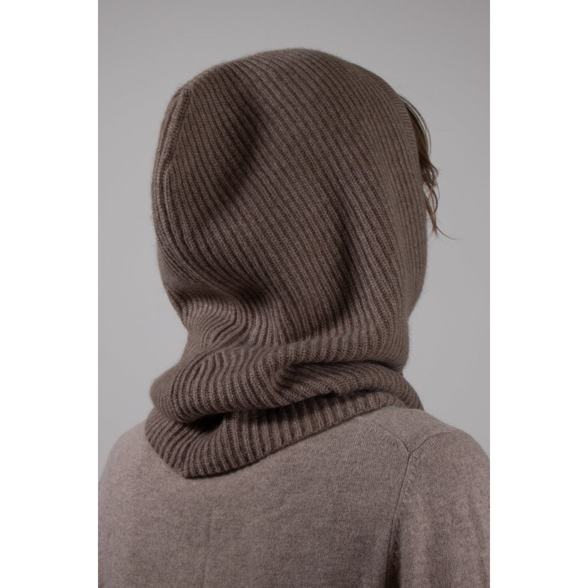 Acanalado: 100% de cachemira balaclava de punto
