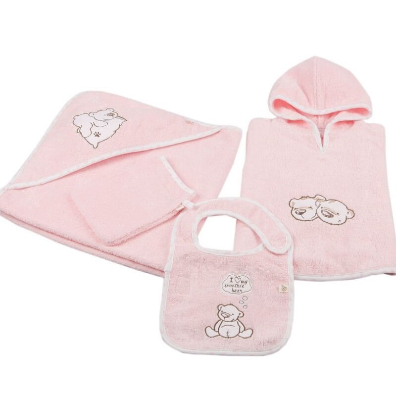 Set van babyponcho's van biologisch katoen met tweelingberen