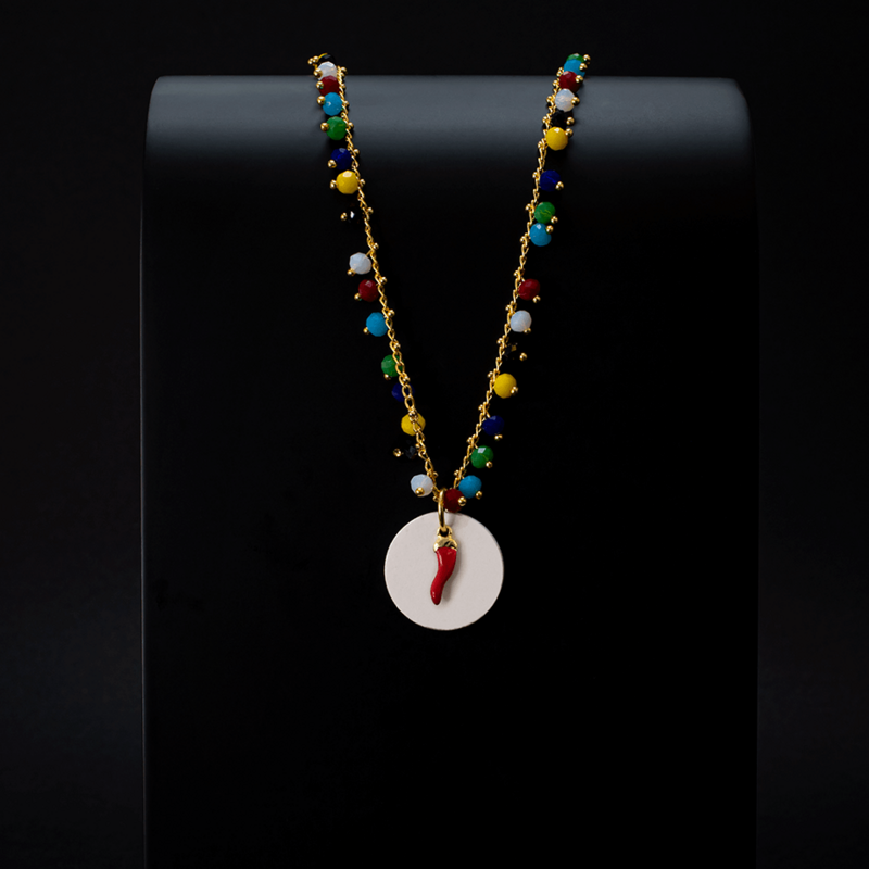 Peacock olfactory necklace
