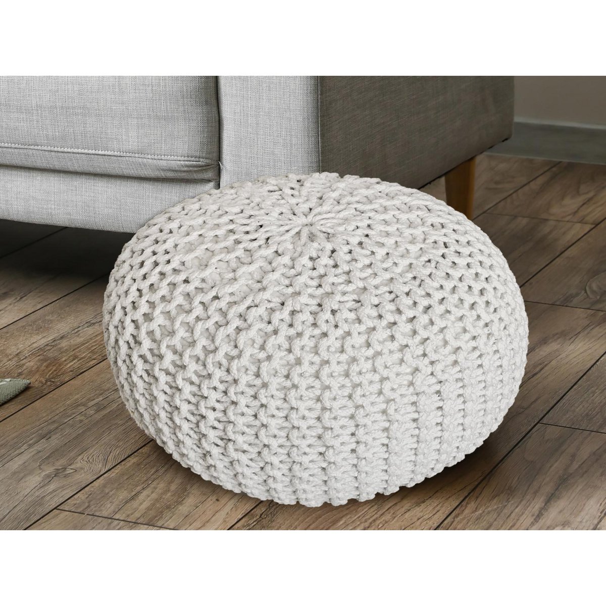Pouf Ø 55 h 37 h 37 tabouret de tricot siège de planche de sol de pouf durable