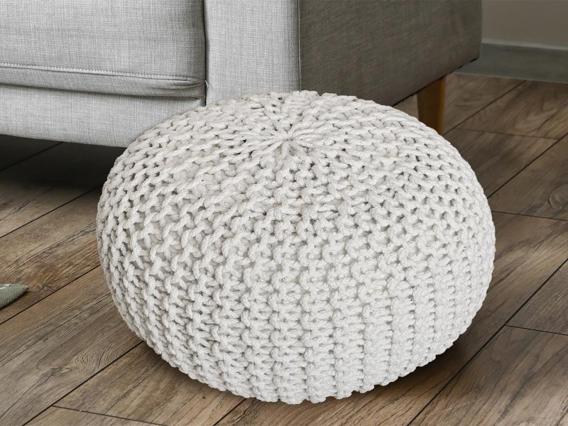 Pouf Ø 55 H 37 H 37 Strickhocker Sitzpouf Bodenkissen nachhaltig