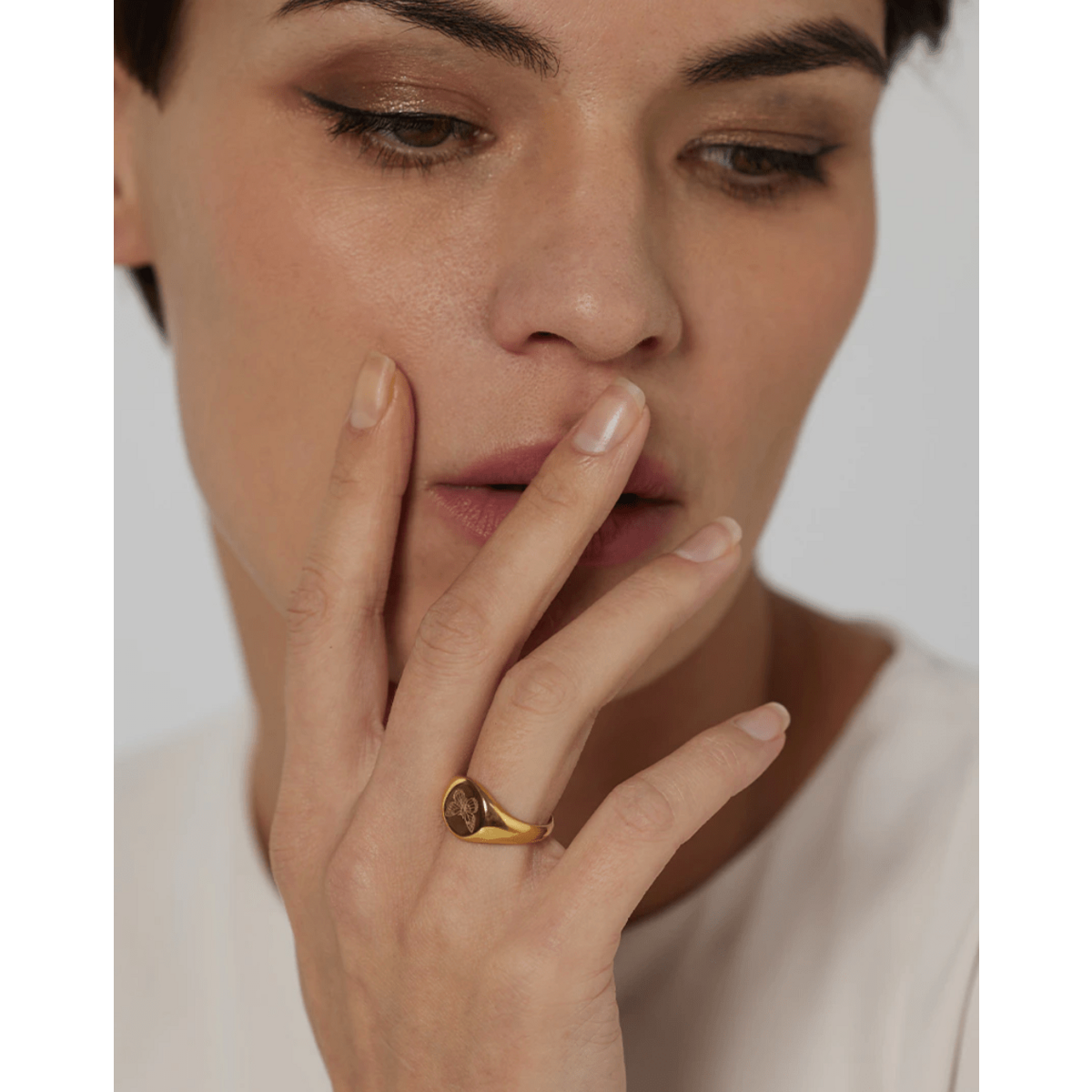 Lucy - Signet Butterfly Gold Ring