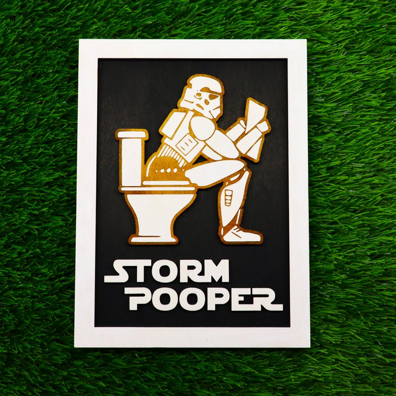 Grappige badkamerwandteken - Stormtrooper Toilet Humor - Storm Poeple Laser Cut Wood Plaque - Geek Decor