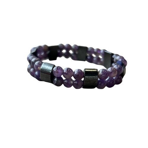 Damenarmband Amethyst 6 mm mit Hämatit