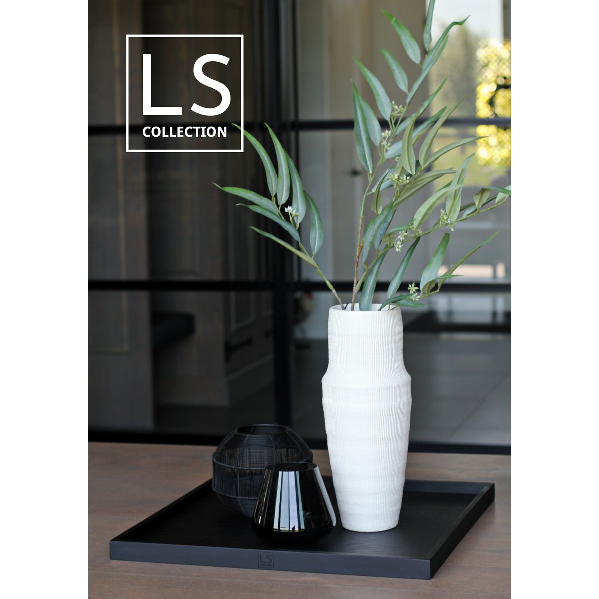 LS Collection® - Kwadrat 50x50cm - Taca - Taca na świece - Taca na świece - Deska do serwowania - Taca drewniana - Taca drewniana - Taca - Dekoracja - Akcesoria domowe - Czarny mat