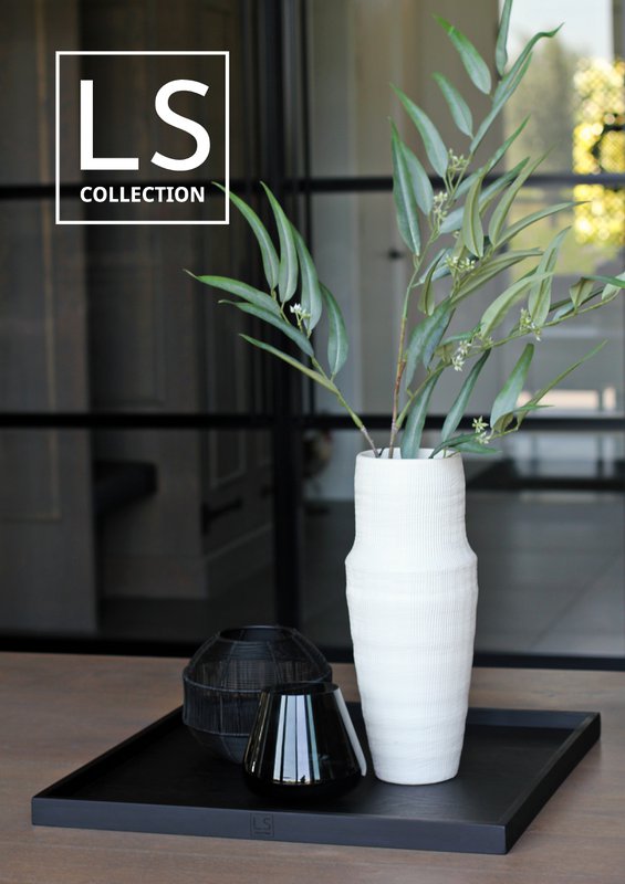 LS Collection® - Firkantet 50x50cm - Bakke - Lysbakke - Lysbakke - Serveringsbræt - Træbakke - Træbakke - Plateau - Dekoration - Boligtilbehør - Mat Sort