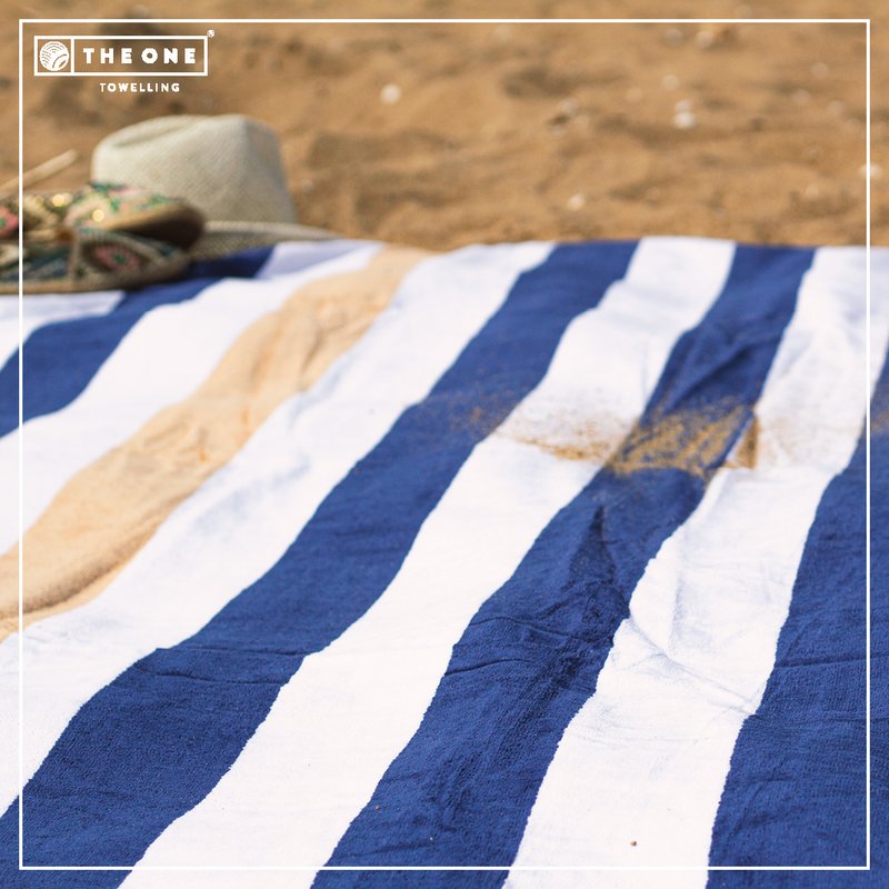 Beach Towel, 100% cotton, 90x190 cm, Stripe Navy/Light Blue