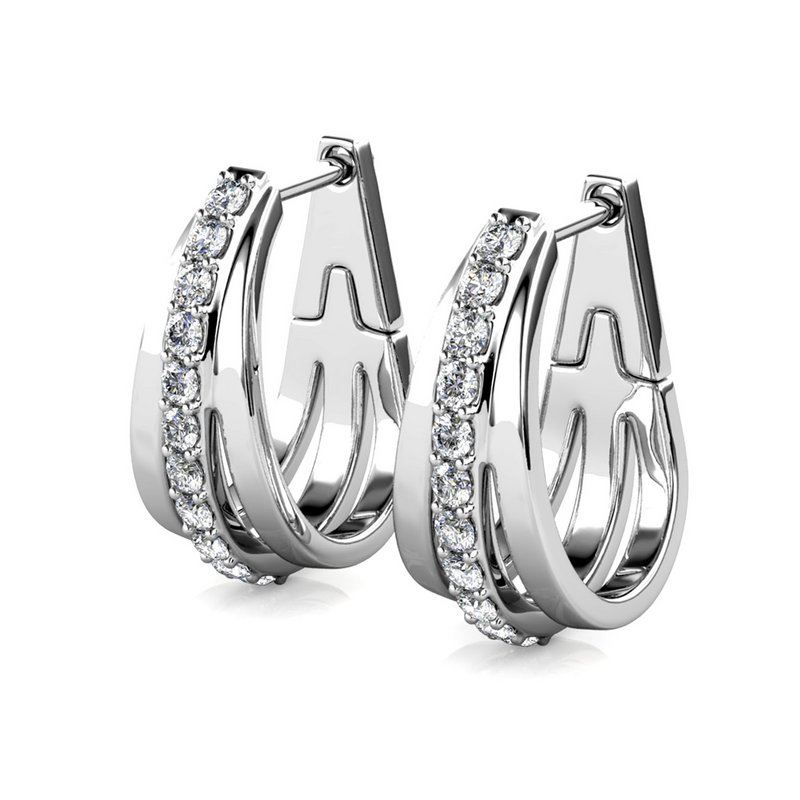 Aurielle Hoop Earrings - Silver and Crystal