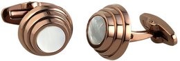 Engelhardt stainless steel cufflinks, IP Coffee coated, with mother-of-pearl insert, Ø 16 mm