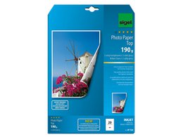 Inkjet photo paper Sigel A4 Top 190grs high white 20 sheets high gloss