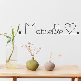 Décoration Murale en Fil de Fer - Ville - "Marseille" - à punaiser - Bijoux de Mur