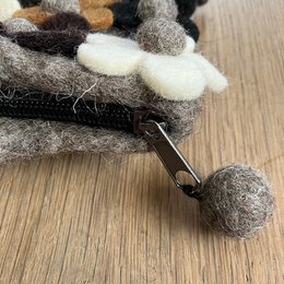 Fleurs de sac à main Luna-Leena Kids - Gris - Felt de laine - Fabriqué à la main au Népal